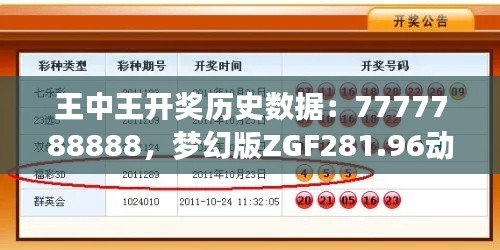 王中王开奖历史数据：7777788888，梦幻版ZGF281.96动态解析