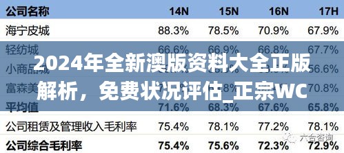 2024年全新澳版资料大全正版解析，免费状况评估_正宗WCN98.03版