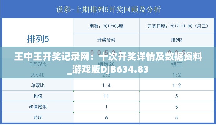 王中王开奖记录网：十次开奖详情及数据资料_游戏版DJB634.83