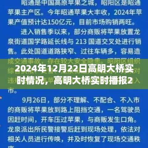 高明大桥实时播报，开启交通新篇章，2024年12月22日实况更新