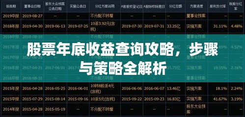 股票年底收益查询攻略，步骤与策略全解析